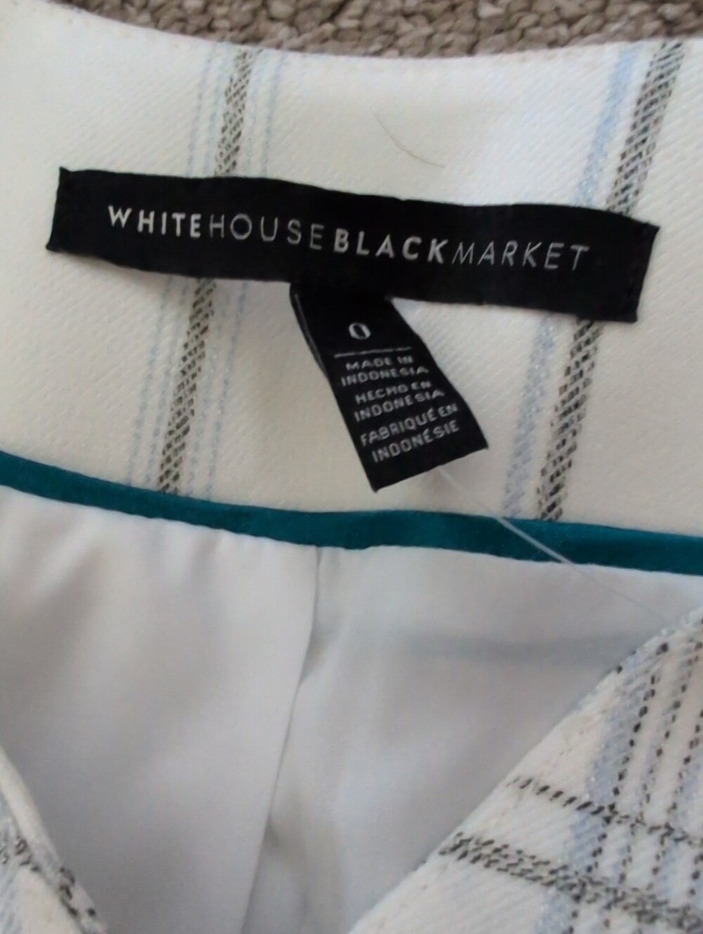 White House Black Market Dropped Front Windowpane Plaid White/ Grey Jacket - Picture 10 of 10